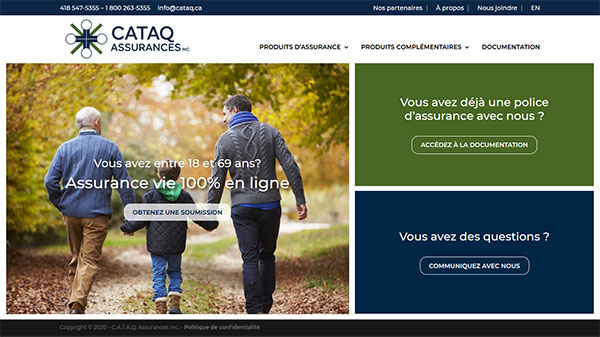 Site Web CATAQ Assurances Inc 2020 - Progexia Solutions Web