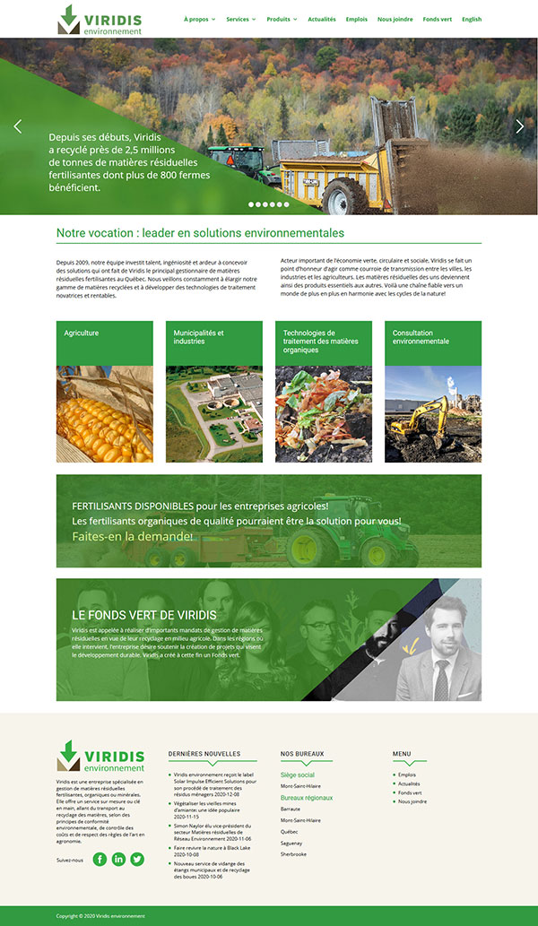 Site Web Viridis Environnement 2020 - Progexia Solutions Web