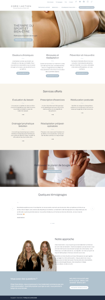Site web de Core Action - Accueil - Réalisation de Progexia