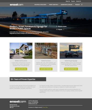 Site web d'Enseicom - Accueil - Réalisation de Progexia Solutions Web