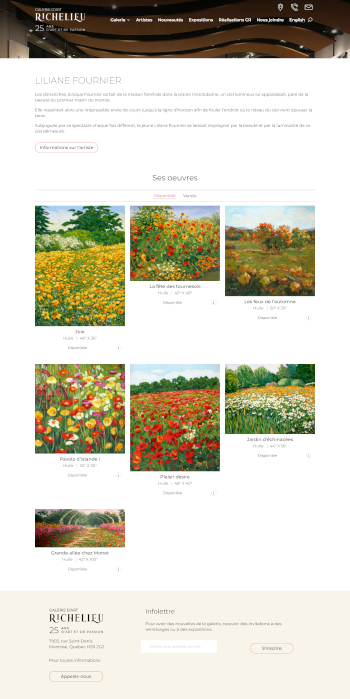 Site web de la Galerie Richelieu - Artiste - Réalisation de Progexia Solutions Web