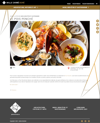 Site web du Mille Carré Doré - Lieu - Réalisation de Progexia Solutions Web